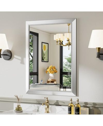Зеркало для ванной Amorho, 24" x 16"-Inch-Thick Metal Framed Wall Mirror для раковины, спальни, прихожей, прямоугольное настенное