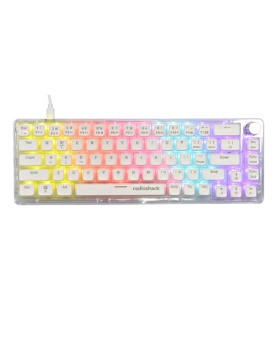 RadioShack Проводная игровая клавиатура USB-A, прозрачный механический дизайн, RGB подсветка, 67 клавиш
