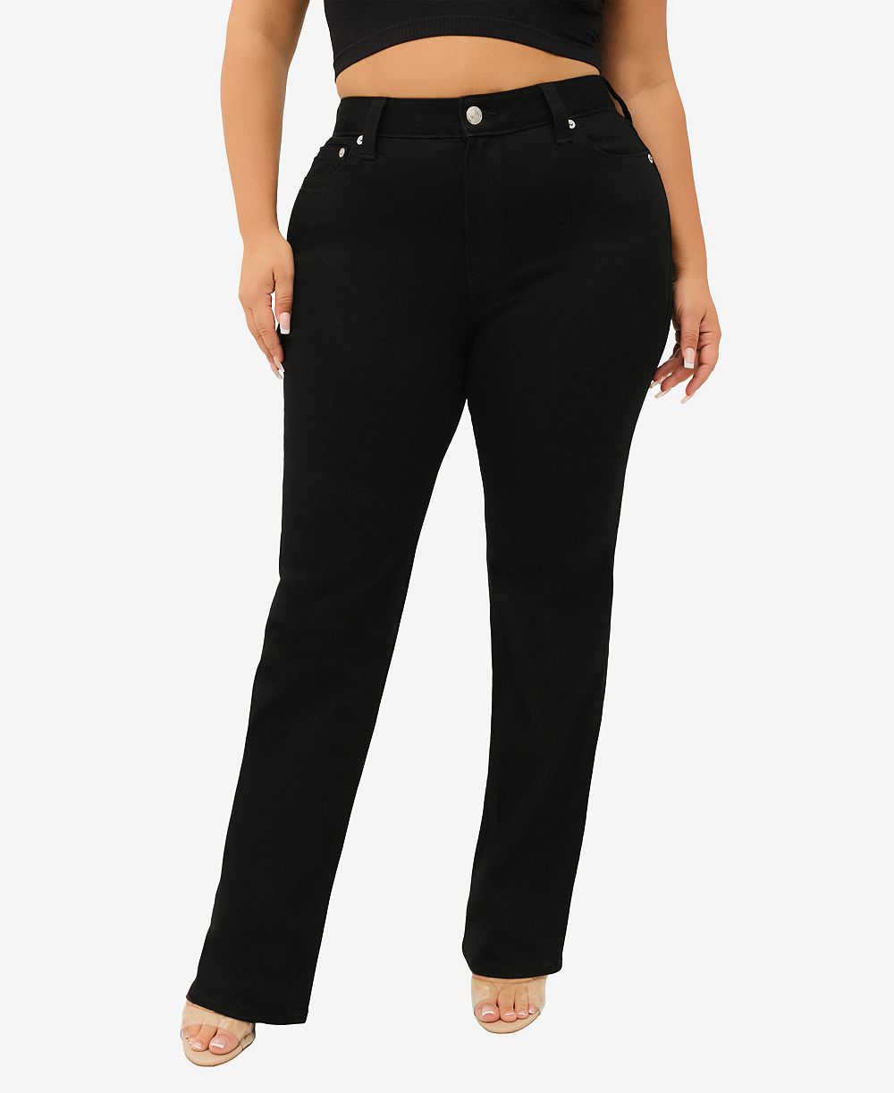 True Religion Plus Size Billie Mid Rise Straight Leg Jeans