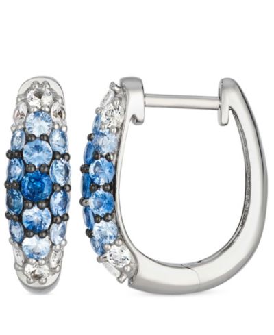 Le Vian White Sapphire (0.42 ct. t.w.) and Sapphire Ombres (1.33 ct. t.w.) Hoop Earrings in 14k Vanilla Gold