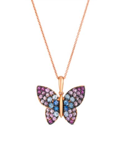 Ожерелье-бабочка Le Vian Sapphire Ombre (0.34 ct. t.w.) и Pink Sapphire Ombres (0.82 ct. t.w.) в 14k Strawberry Gold