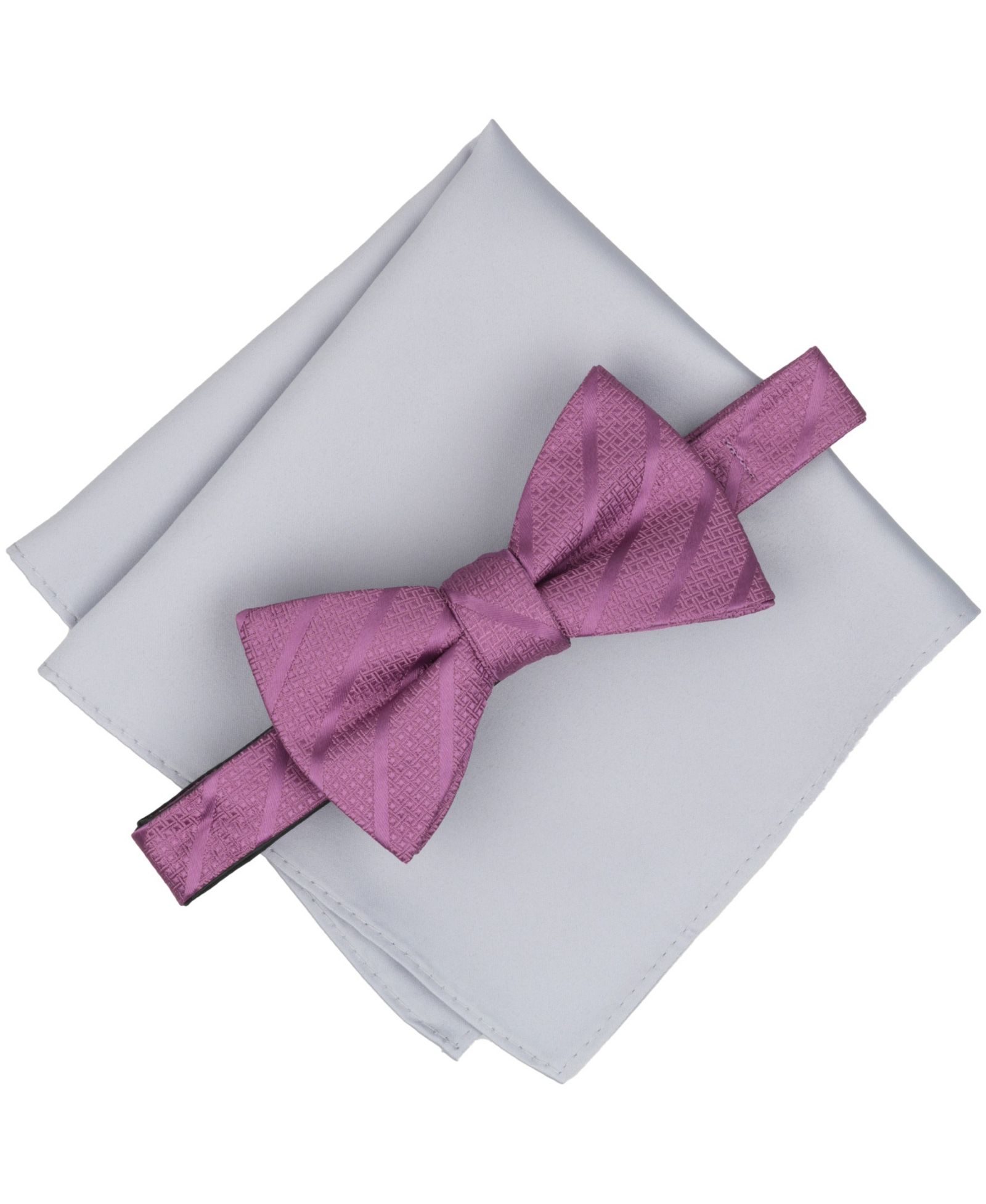 Alfani Men's Saxon Stripe Solid Bow Tie and Pocket Square, 2-Piece Set, Macy's Exclusive