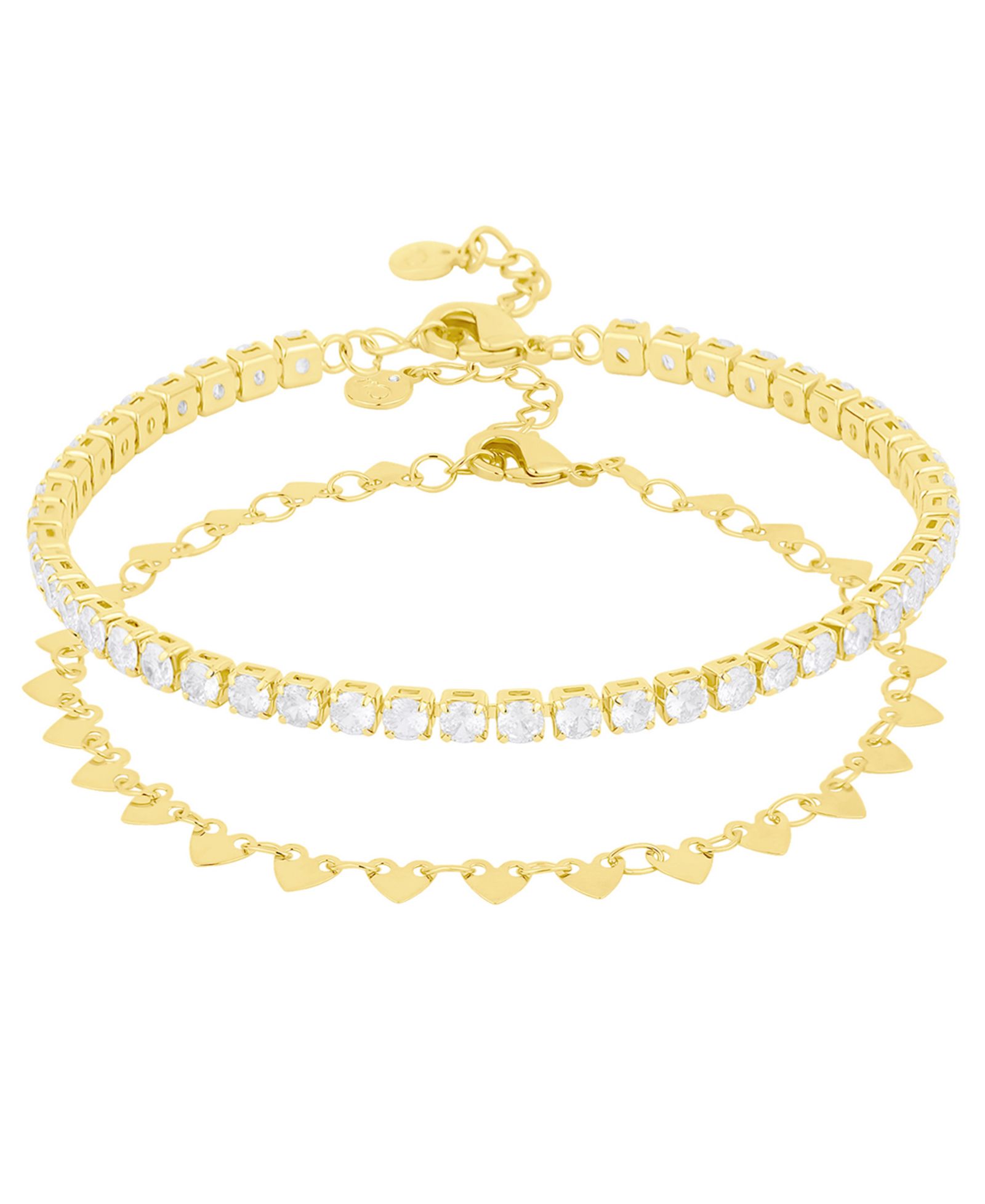 Браслет And Now This Cubic Zirconia 18k Gold Plated Brass Chain Duo