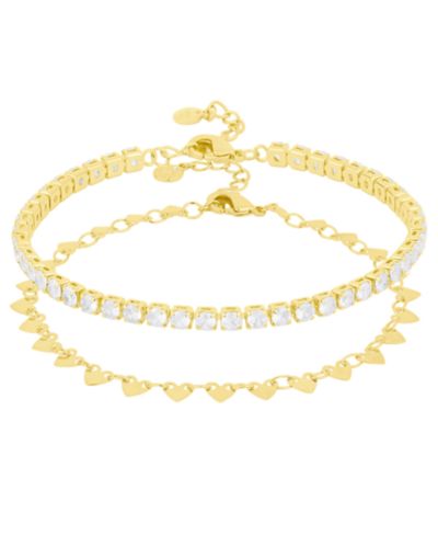 Браслет And Now This Cubic Zirconia 18k Gold Plated Brass Chain Duo