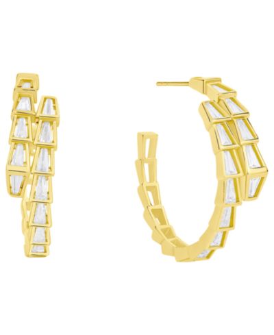 Геометрические серьги-кольца And Now This из латуни с напылением 18k Gold и цирконием