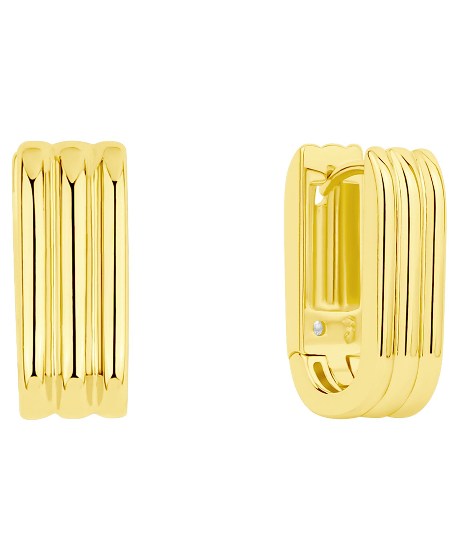 Серьги-кольца And Now This 18k Gold Plated Brass Ribbed Oblong Huggie Hoops