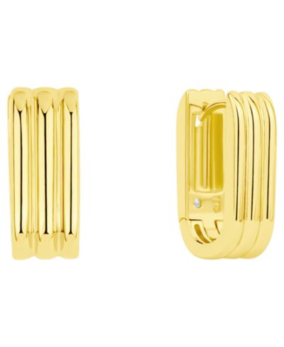 Серьги-кольца And Now This 18k Gold Plated Brass Ribbed Oblong Huggie Hoops