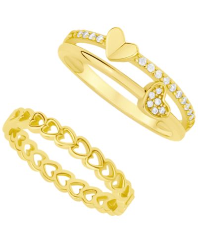 Набор из 2-х колец And Now This Cubic Zirconia 18k Gold Plated Brass