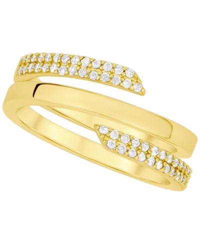 Кольцо из латуни с напылением 18k Gold и фианитом, Cubic Zirconia