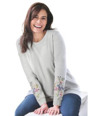 Heather grey multi embroidery