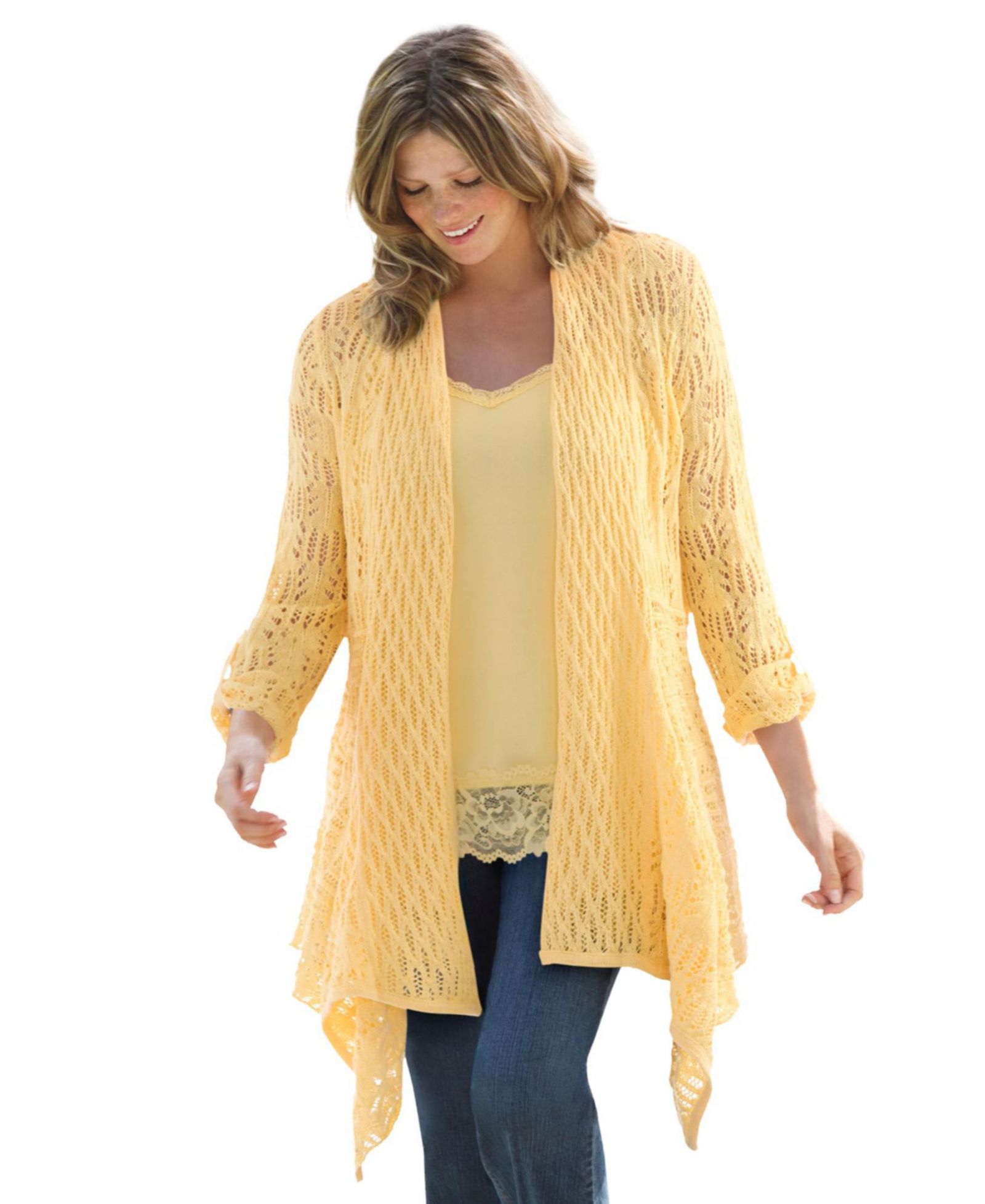 Женский кардиган Woman Within Plus Size Open Front Pointelle