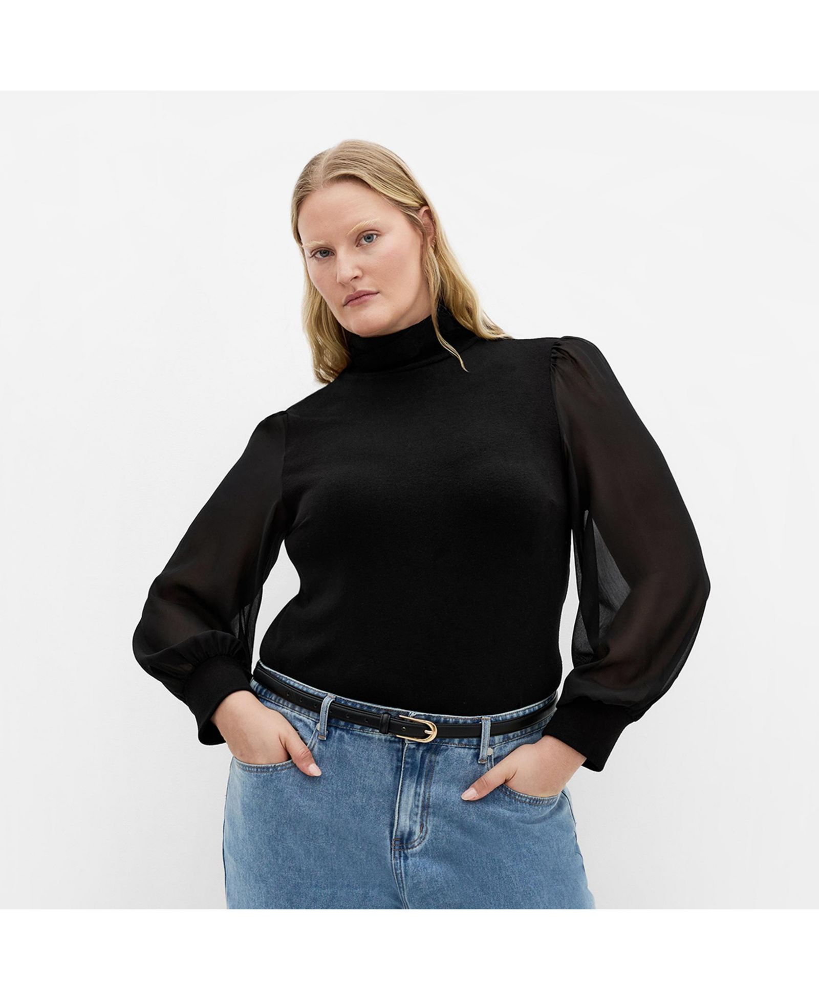 CITY CHIC Plus Size Sheer Sleeve Sweater