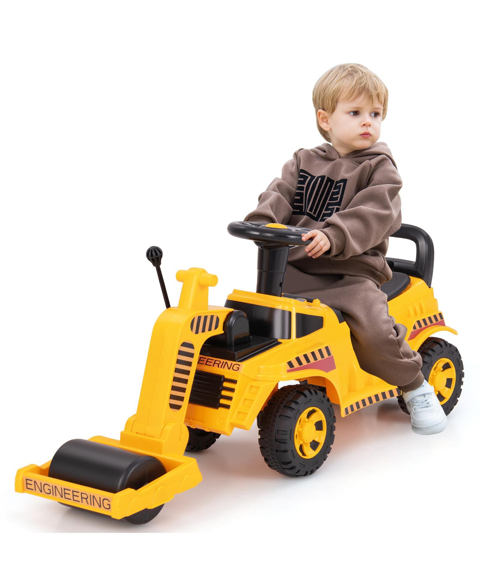 Детский самосвал Gymax Ride on Road Roller с регулируемым звуком двигателя и хранением под сиденьем