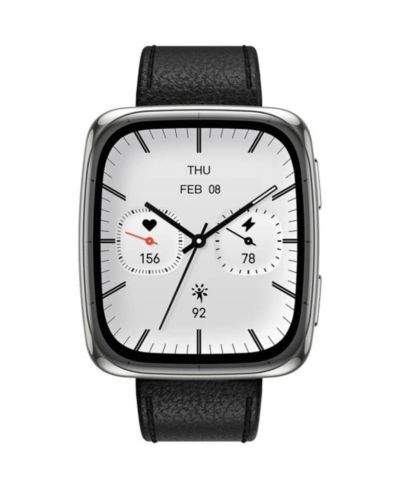 Amazfit Active 2 (Square) смарт-часы с сапфировым стеклом и отслеживанием пульса, Black Leather