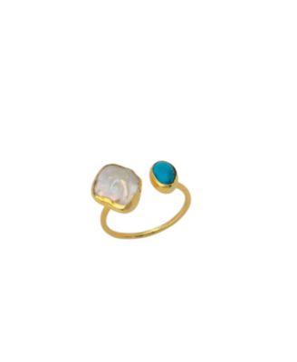 Spero London Double Natural Gemstone Sterling Ring