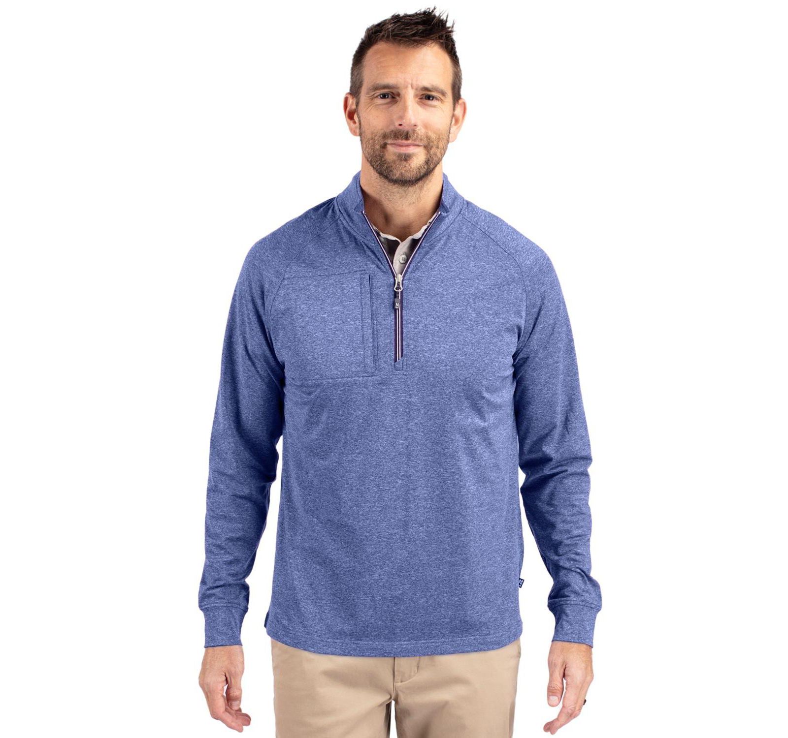 Cutter & Buck Men's Cutter and Buck Adapt Knit Heather Quarter Zip Pullover