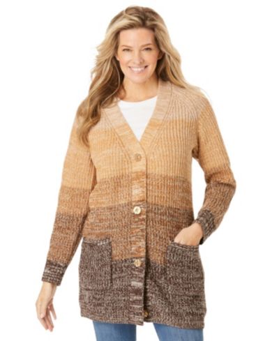 Кардиган Woman Within Plus Size Within Ombre Shaker Sweater