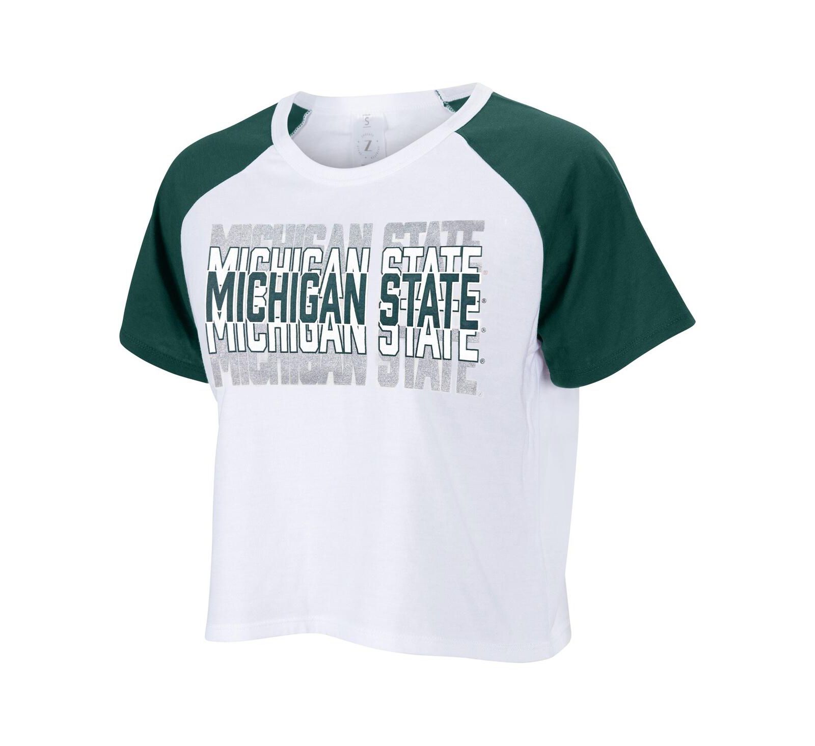 ZooZatz Женский укороченный T-shirt Michigan State Spartans Color Block, белый