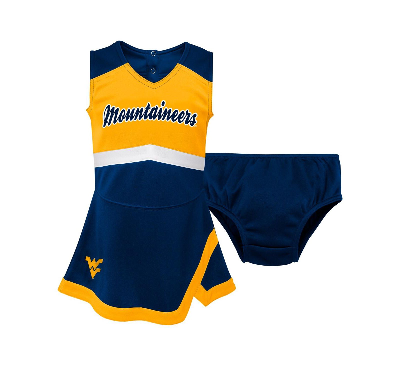 Outerstuff Girls Preschool 2-Piece Navy West Virginia Mountaineers Cheer Captain Jumper Dress and Bloomers Set