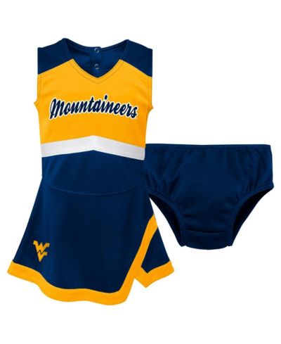Костюм Outerstuff Girls Preschool 2-Piece Navy West Virginia Mountaineers Cheer Captain Jumper Dress and Bloomers Set