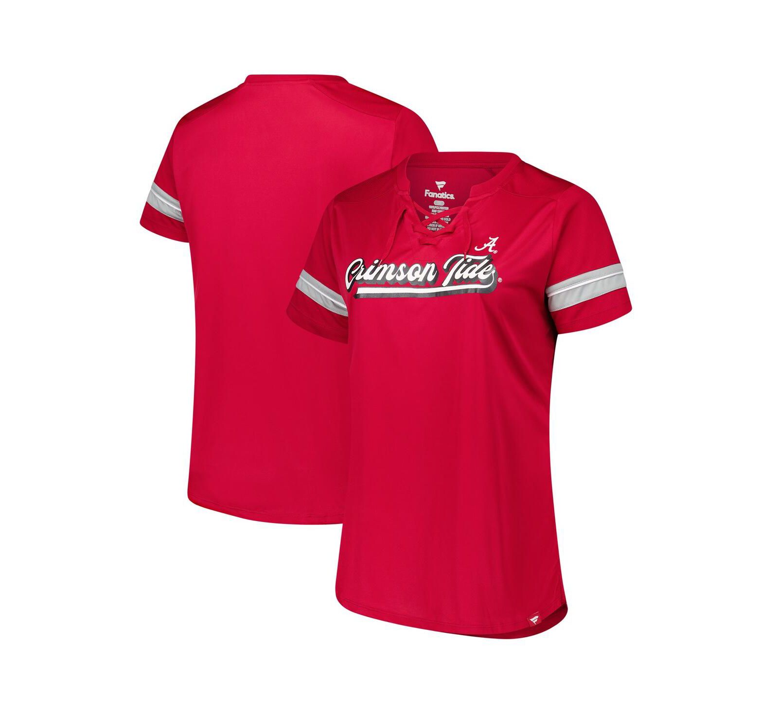 Женская футболка Fanatics Alabama Crimson Tide Plus Size Overtime Readiness Lace-Up Crimson