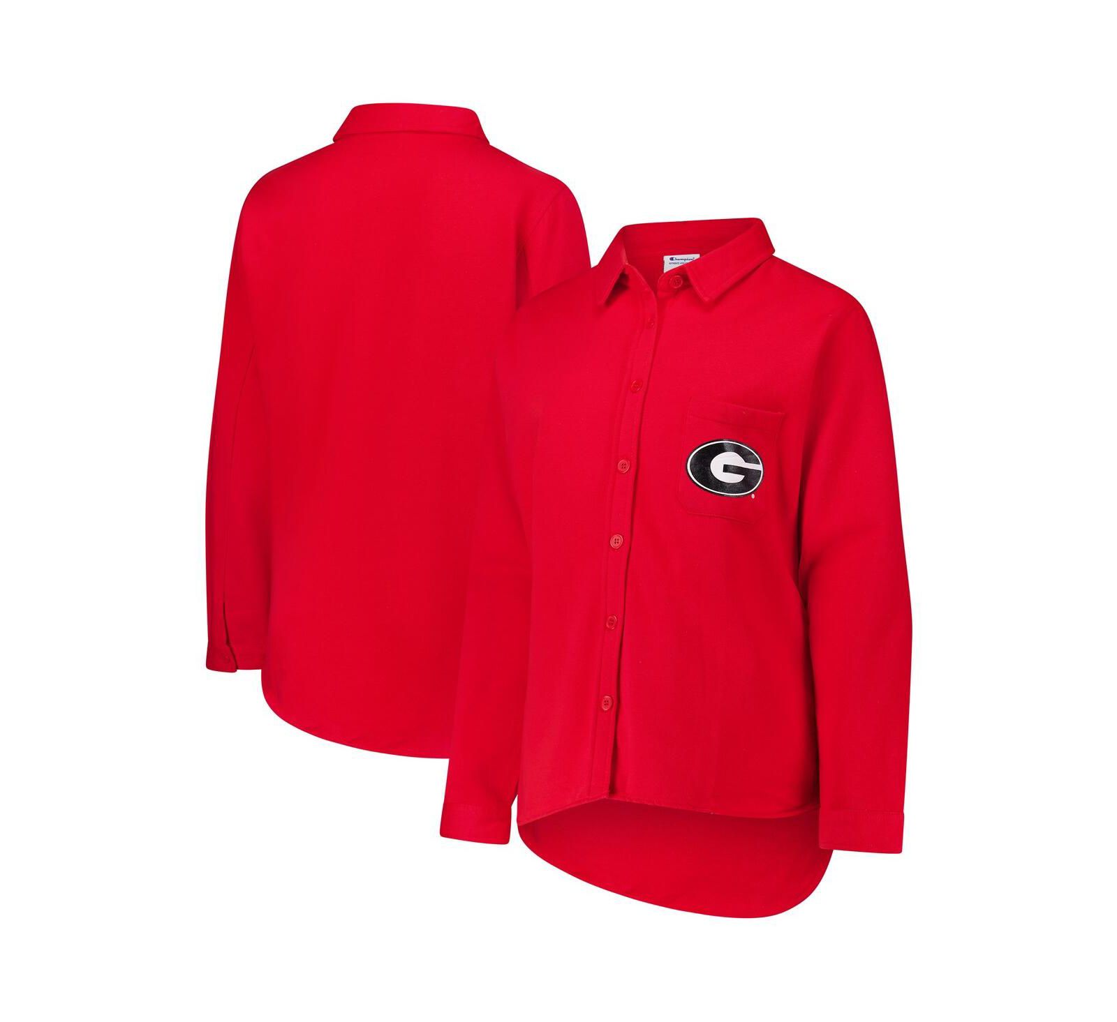 Fanatics Women's Red Georgia Bulldogs Plus Size Button-Up Shacket