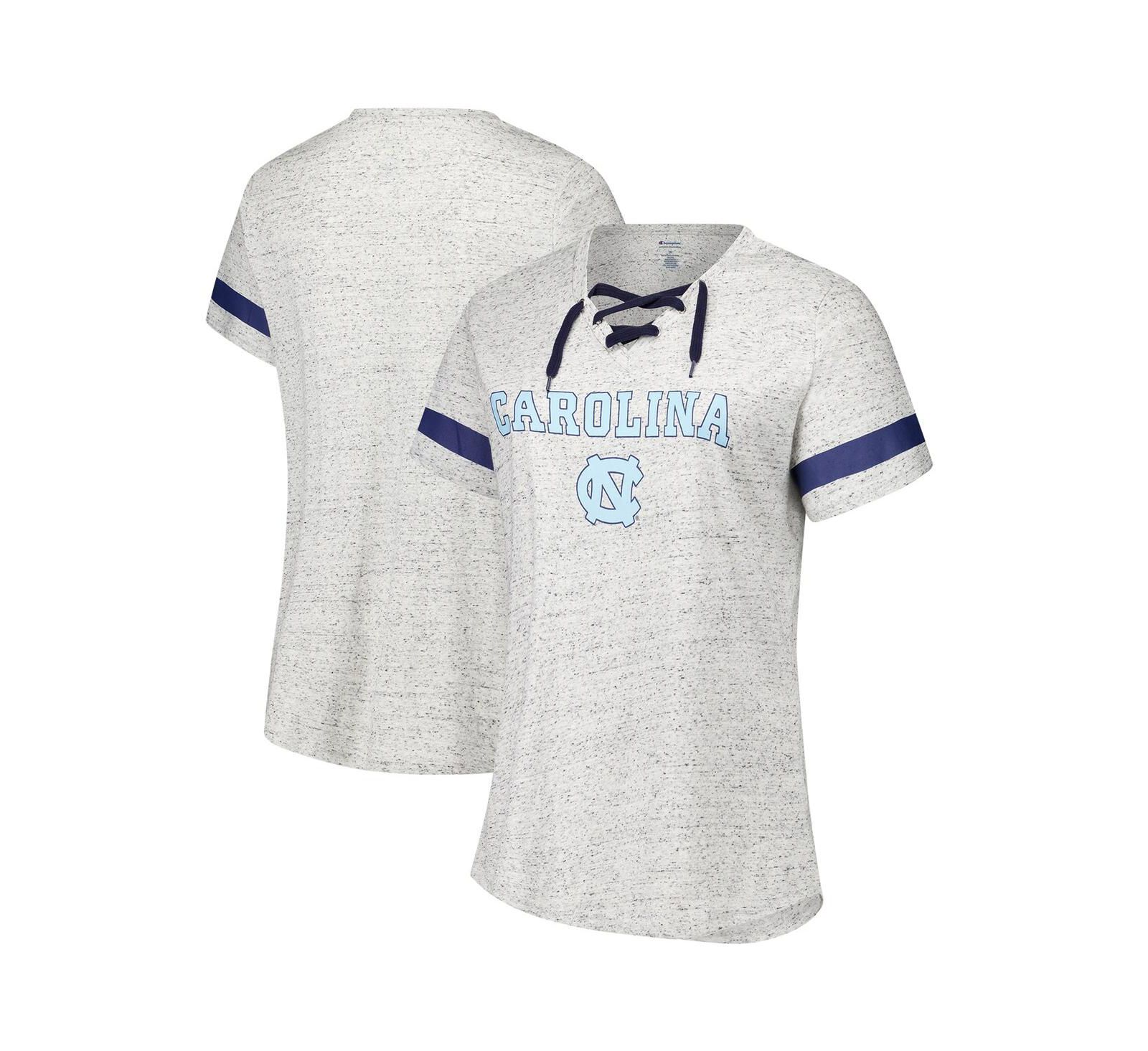 Футболка Fanatics Women's серая Heather Gray North Carolina Tar Heels Plus Size с завязками