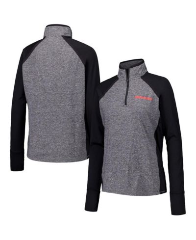 Женская куртка Camp David Black/Heather Gray Nebraska Huskers Finalist Raglan Quarter-Zip