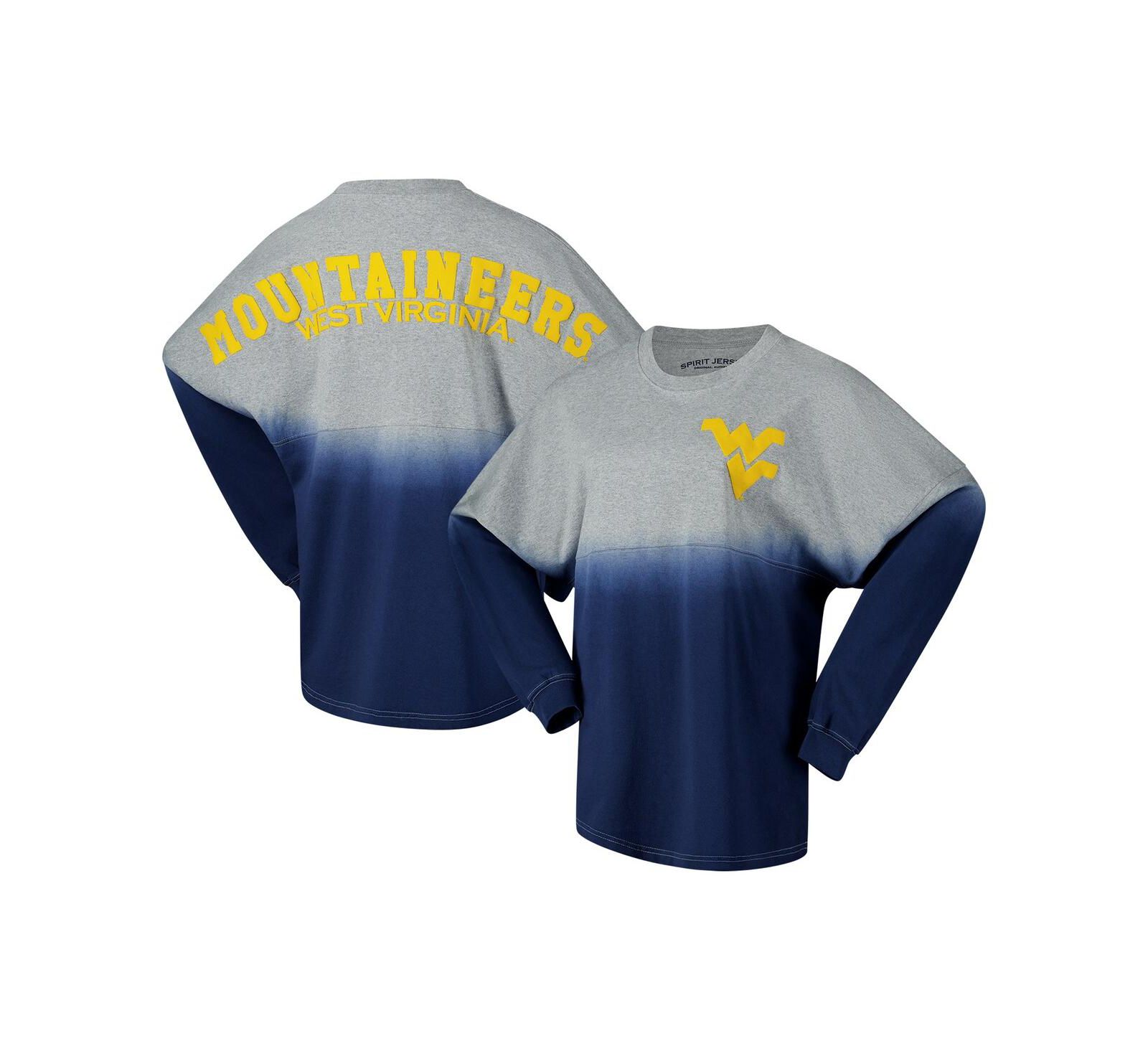 Мужская и женская футболка Spirit Jersey West Virginia Mountaineers Ombre Long Sleeve