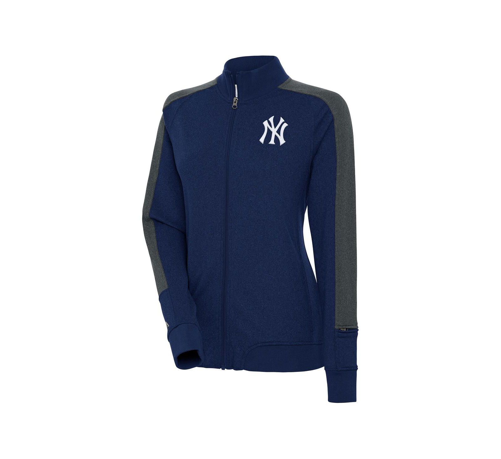 Antigua Women's Navy New York Yankees Strike Full-Zip Track Jacket