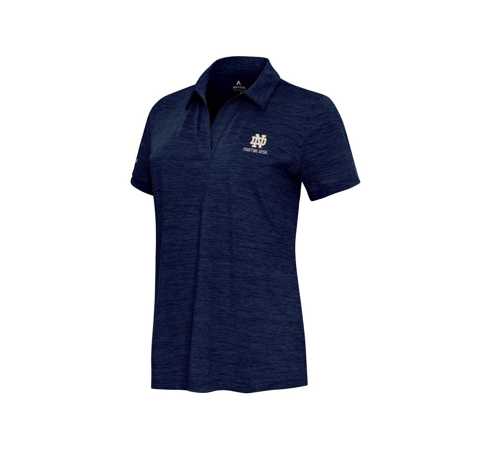 Женская рубашка-поло Antigua Heather Navy Notre Dame Fighting Irish Layout V-Neck