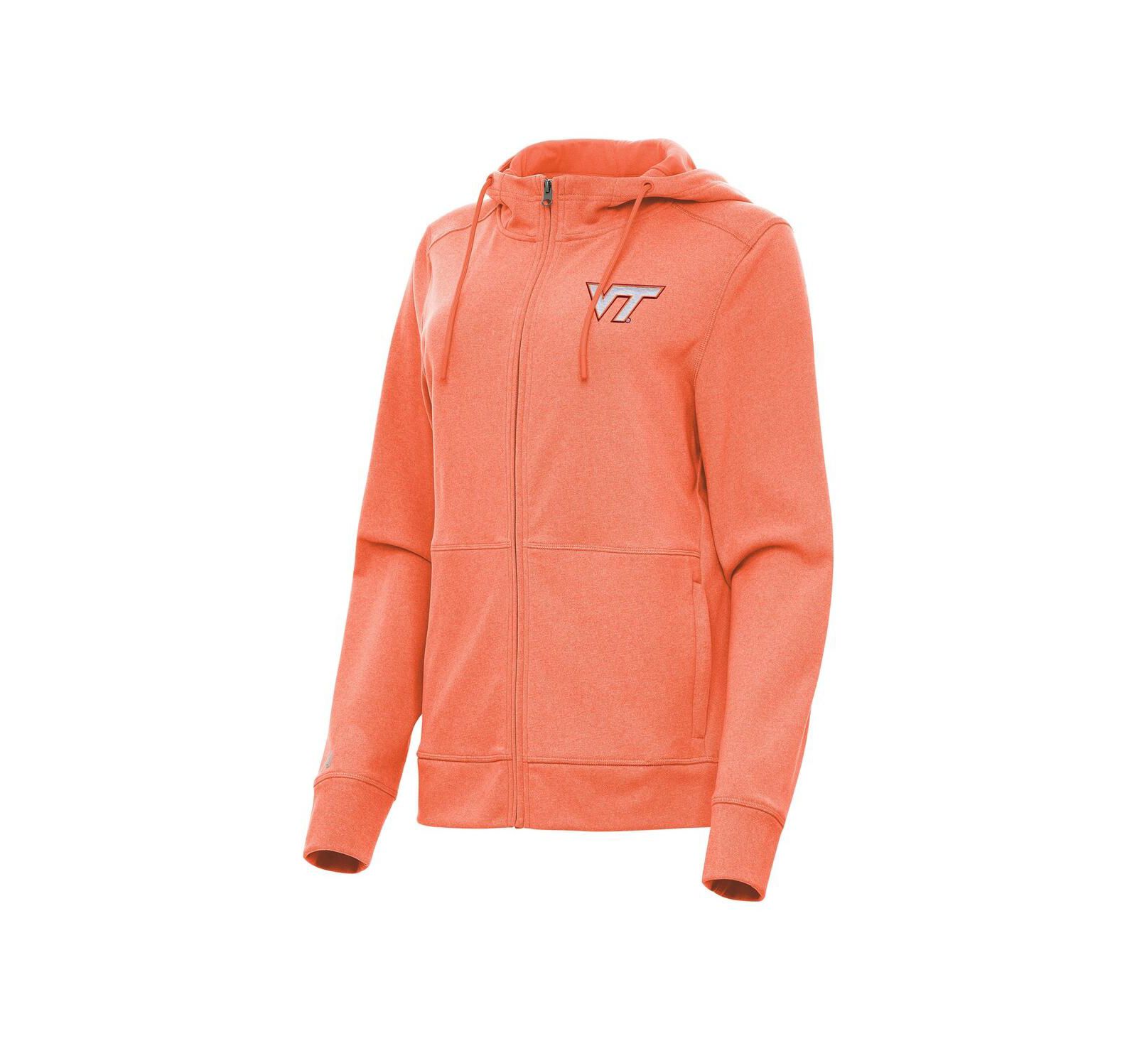 Женский худи Antigua Heather Orange Virginia Tech Hokies Seeker Full-Zip