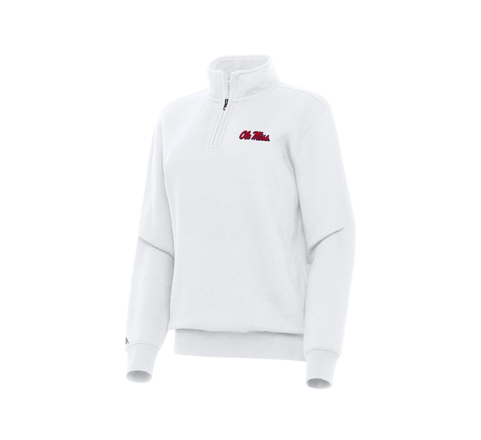 Женская толстовка Antigua Women's White Ole Miss Rebels Victory Quarter-Zip Sweatshirt