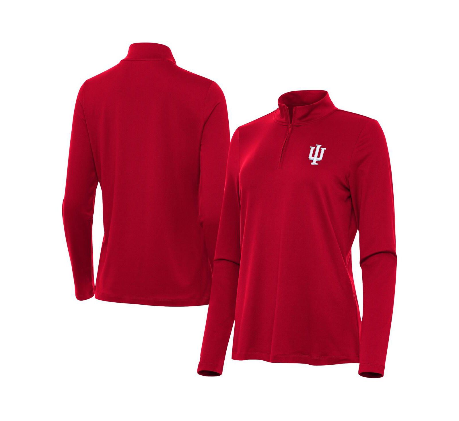 Женская толстовка Antigua Crimson Indiana Hoosiers Reprocess с молнией на четверть
