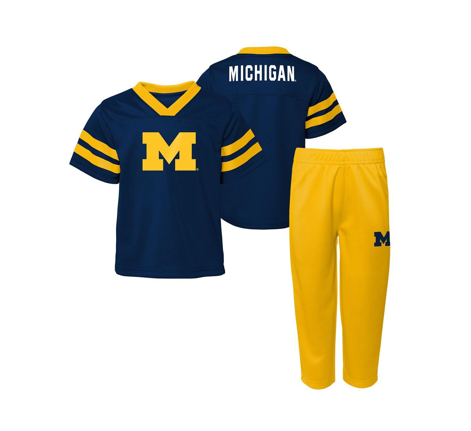 Детский комплект из 2 предметов Outerstuff Michigan Wolverines Red Zone: V-neck топ и брюки, Navy/Maize