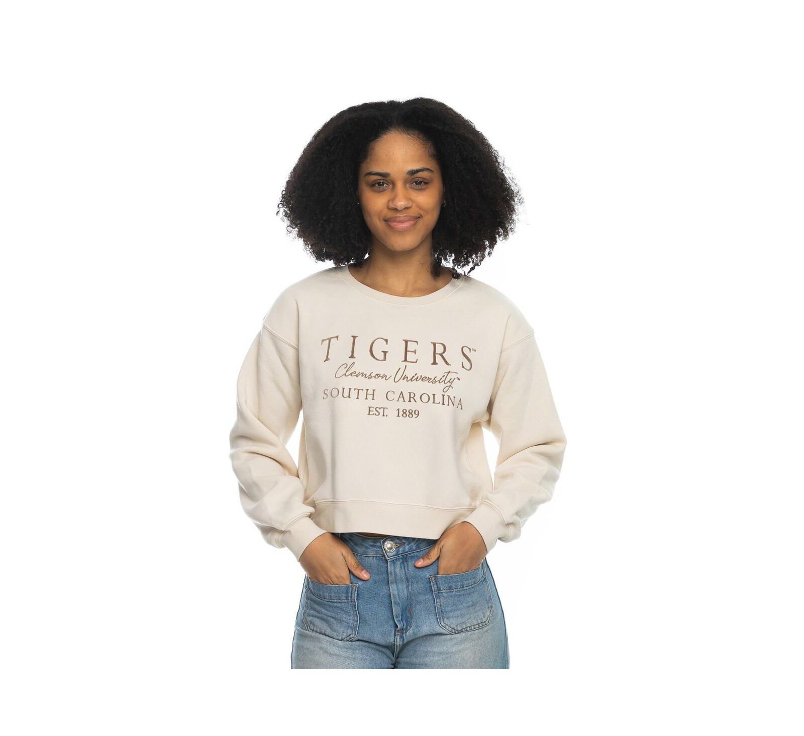 ZooZatz Женская укороченная толстовка Clemson Tigers, бежевая