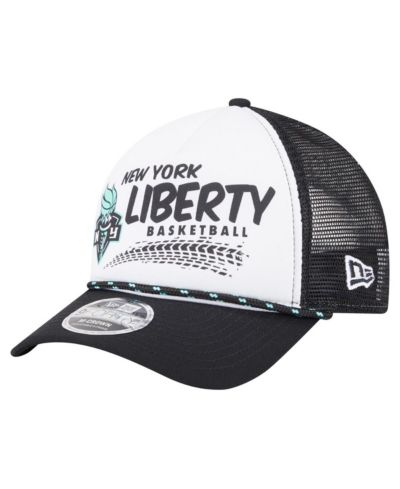 New Era Men's and Women's White/Black New York Liberty 9FORTY A-Frame Graphic Trucker Hat