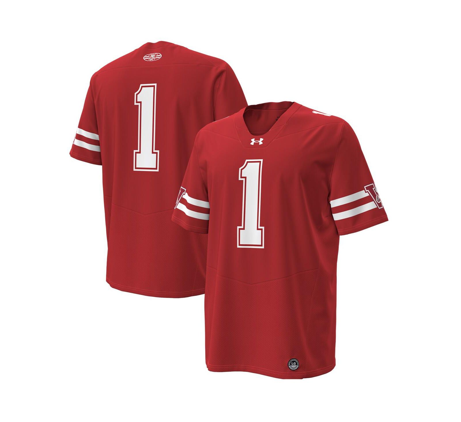 Under Armour Men's 1 Red Wisconsin Badgers 1980 Throwback Home Replica Game Jersey