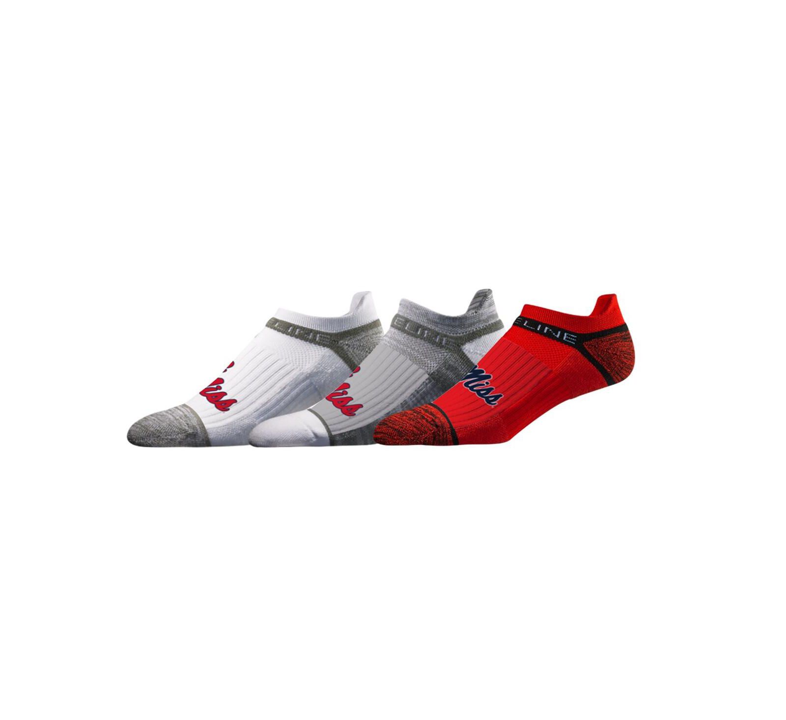 Stride line Men's and Women's Ole Miss Rebels Premium Low 3-Pack Ankle Socks Set