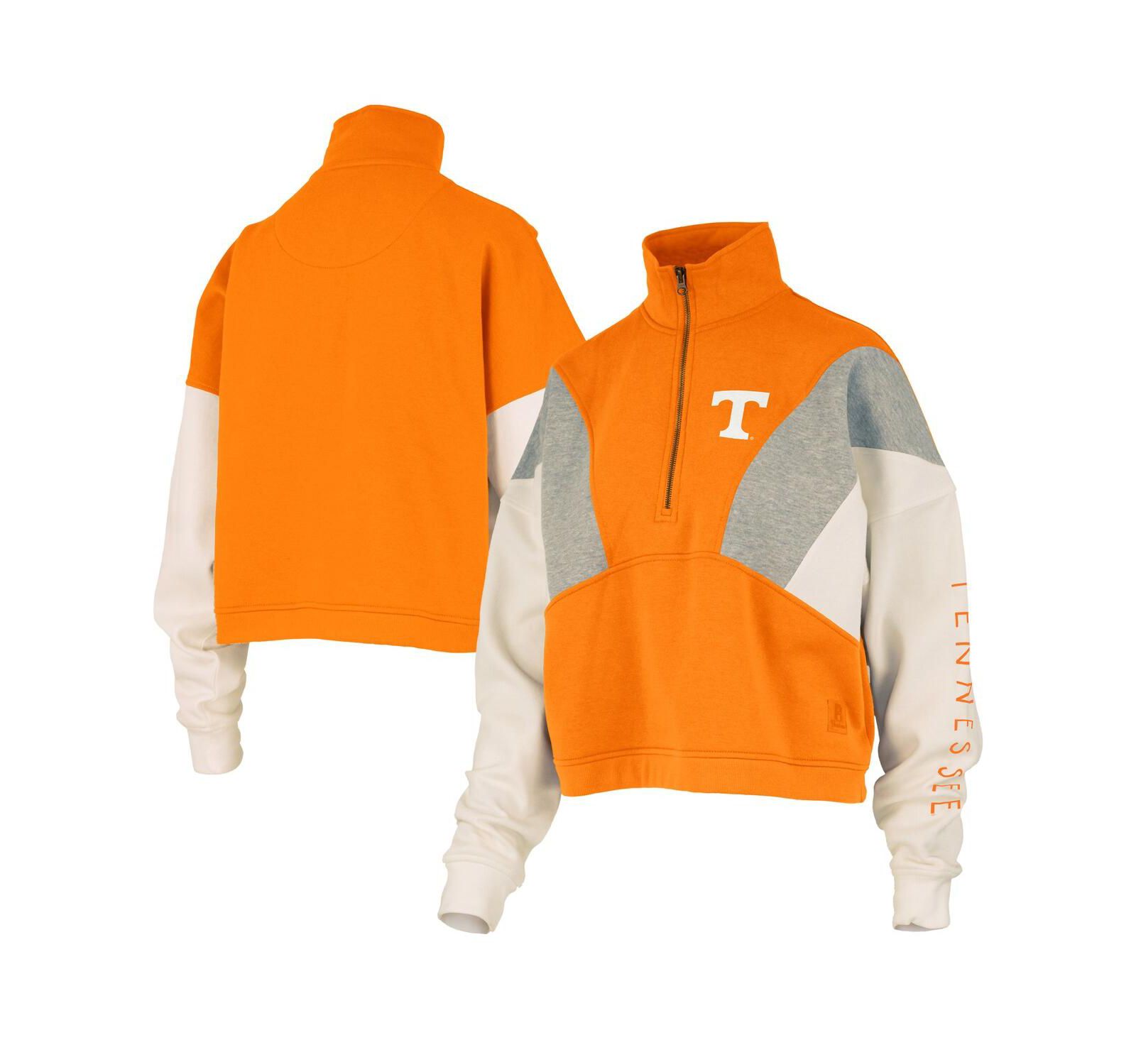 Женское оранжевое свитшот Pressbox Tennessee Volunteers Ferrara Color Block с молнией на четверть