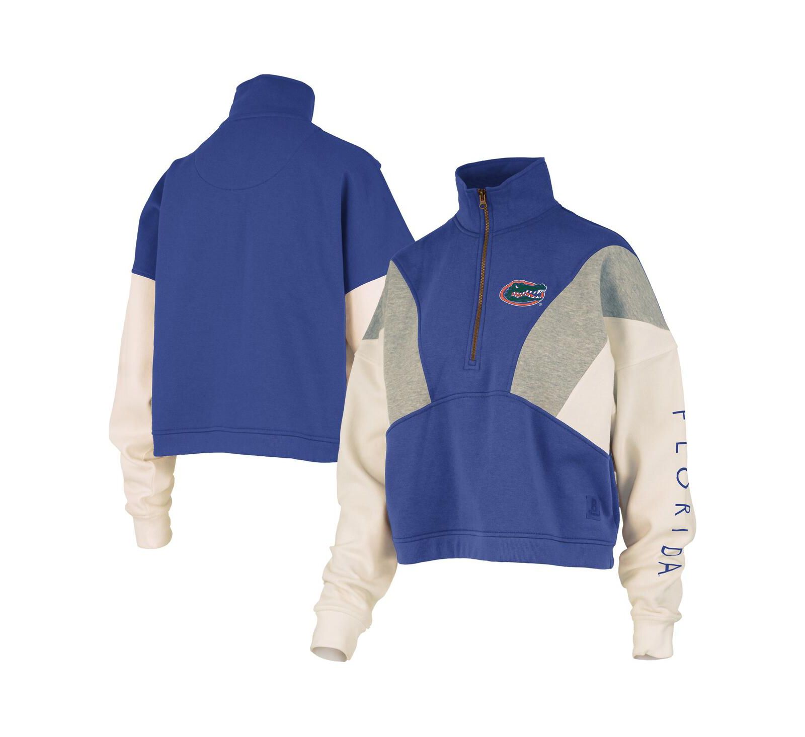 Женский свитшот Pressbox Royal Florida Gators Ferrara Color Block Quarter-Zip