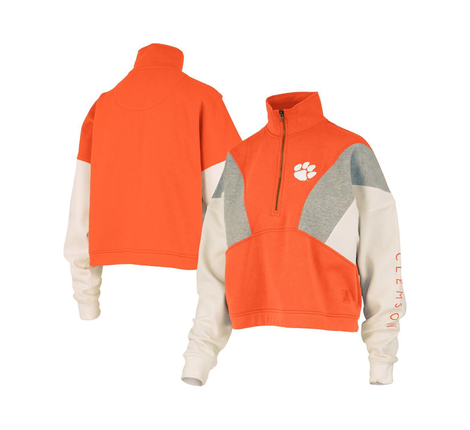 Pressbox Women's Orange Clemson Tigers Ferrara Color Block Quarter-Zip Sweatshirt