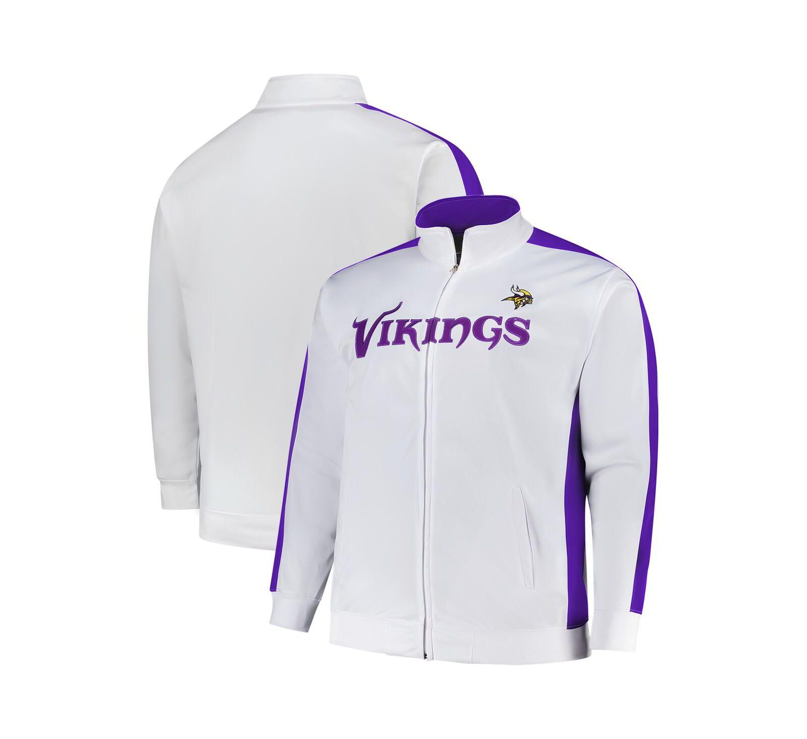 Fanatics Men's White Minnesota Vikings Big & Tall Tricot Full-Zip Track Jacket