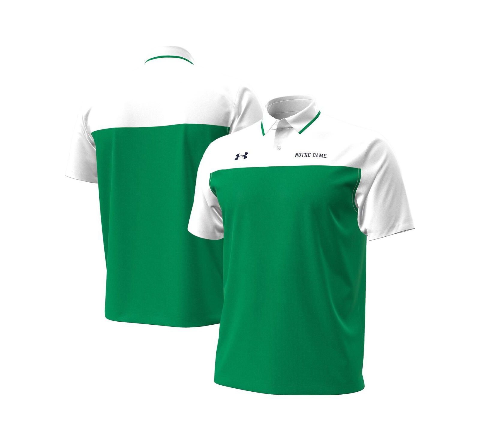 Мужская рубашка Under Armour Green/White Notre Dame Fighting Irish Green Blocked Polo