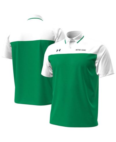 Мужская рубашка Under Armour Green/White Notre Dame Fighting Irish Green Blocked Polo