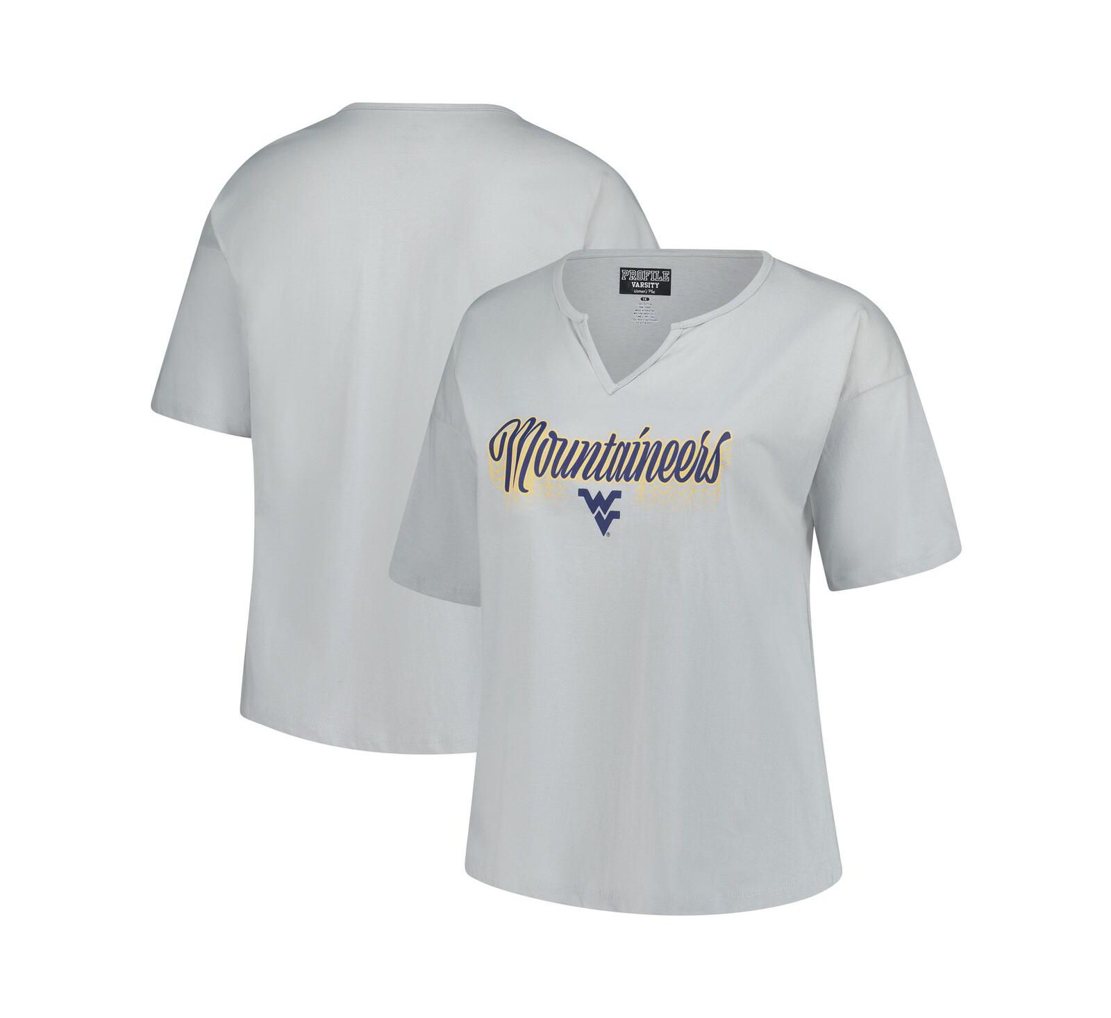 Женская футболка Fanatics West Virginia Mountaineers Winning Gear Notch Neck, Gray, Plus Size