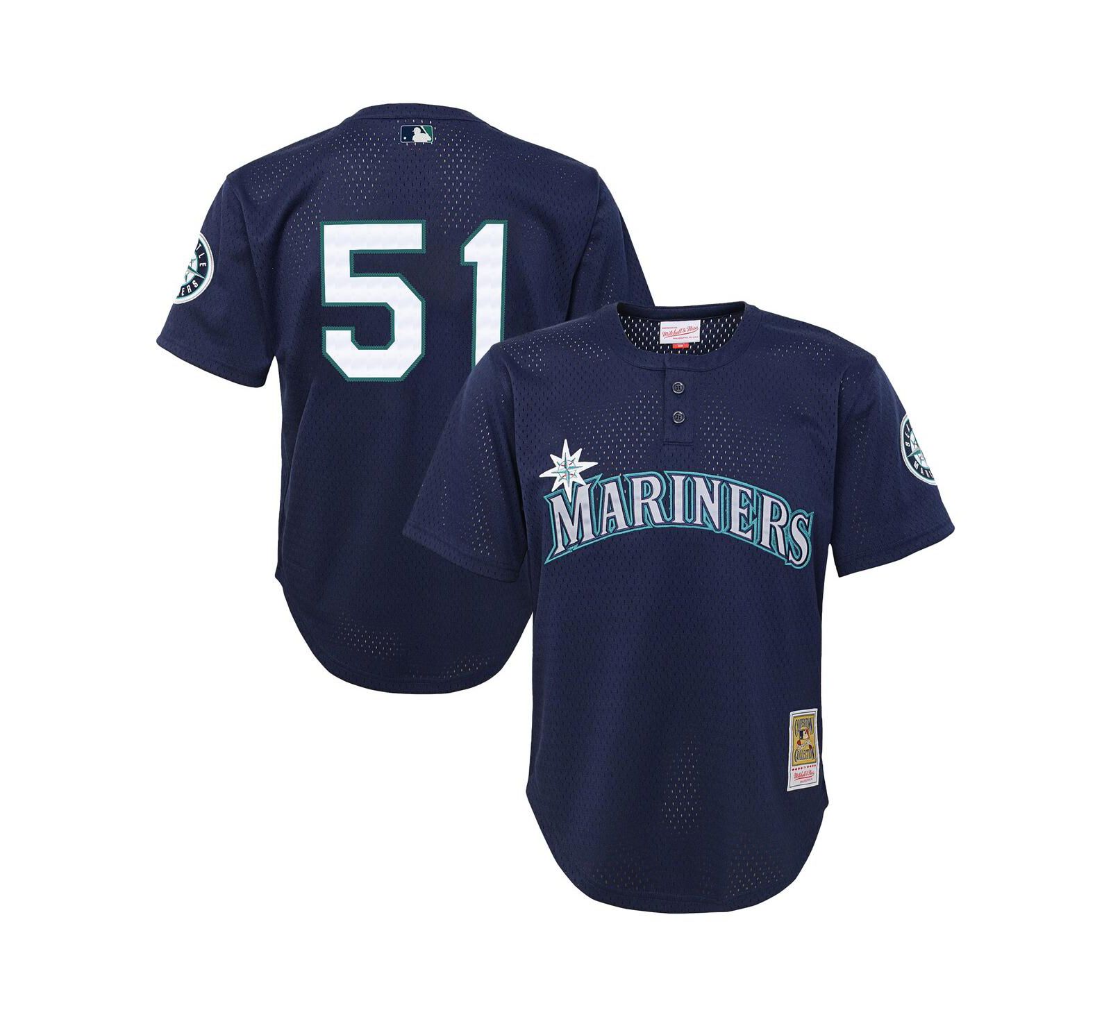 Джерси Mitchell & Ness Big Boys and Girls Ichiro Suzuki Navy Seattle Mariners Cooperstown Collection Mesh Batting Practice