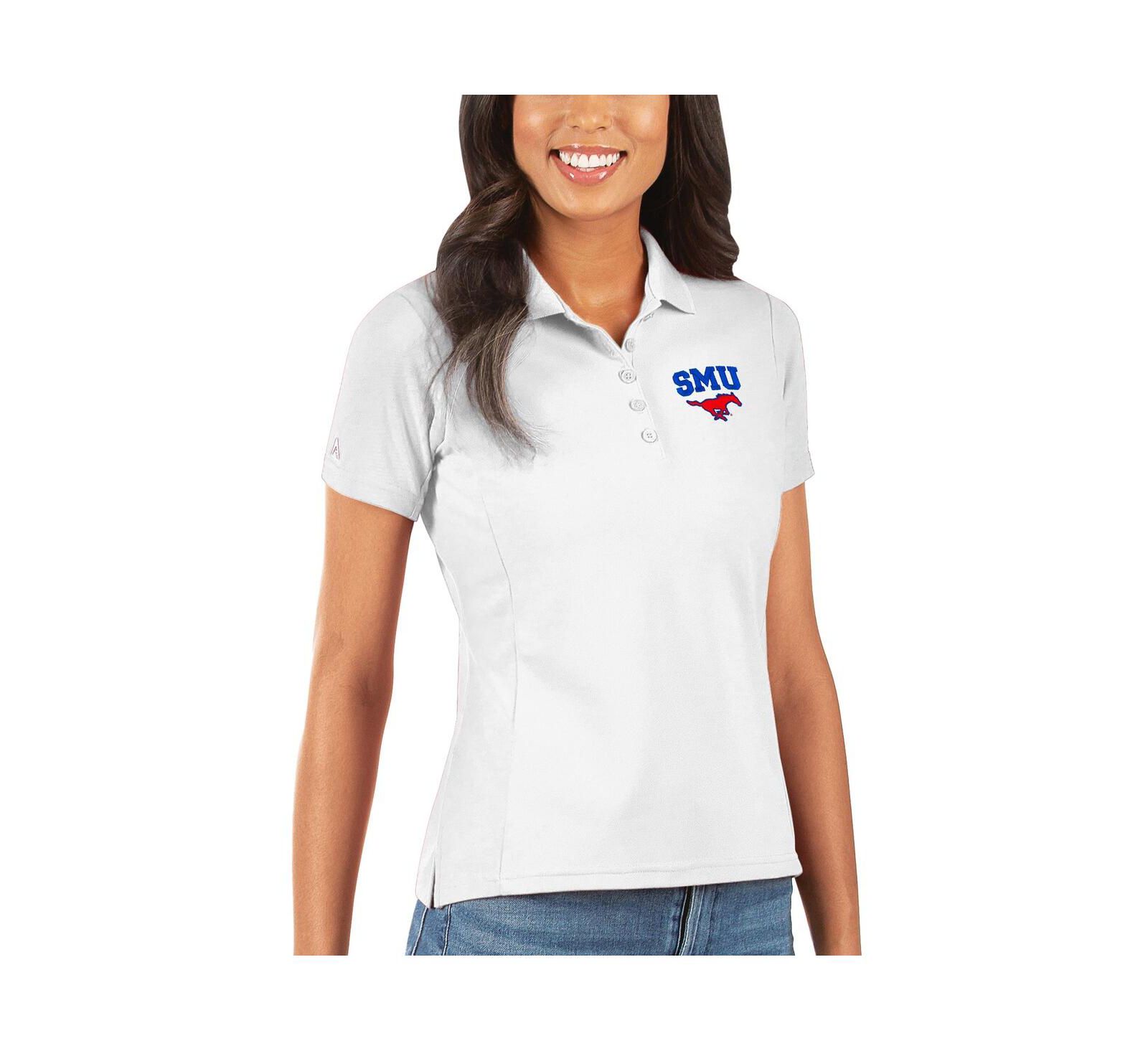 Поло Antigua Women's White SMU Mustangs Legacy Pique