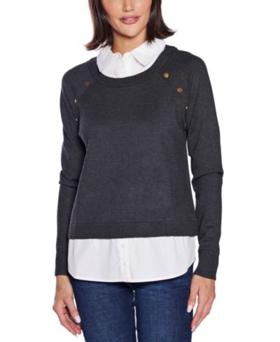 Belldini  Women's Layered-Look Rivet-Trim Sweater