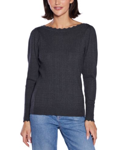 Женский свитер Belldini Scalloped-Trim Boat Neck